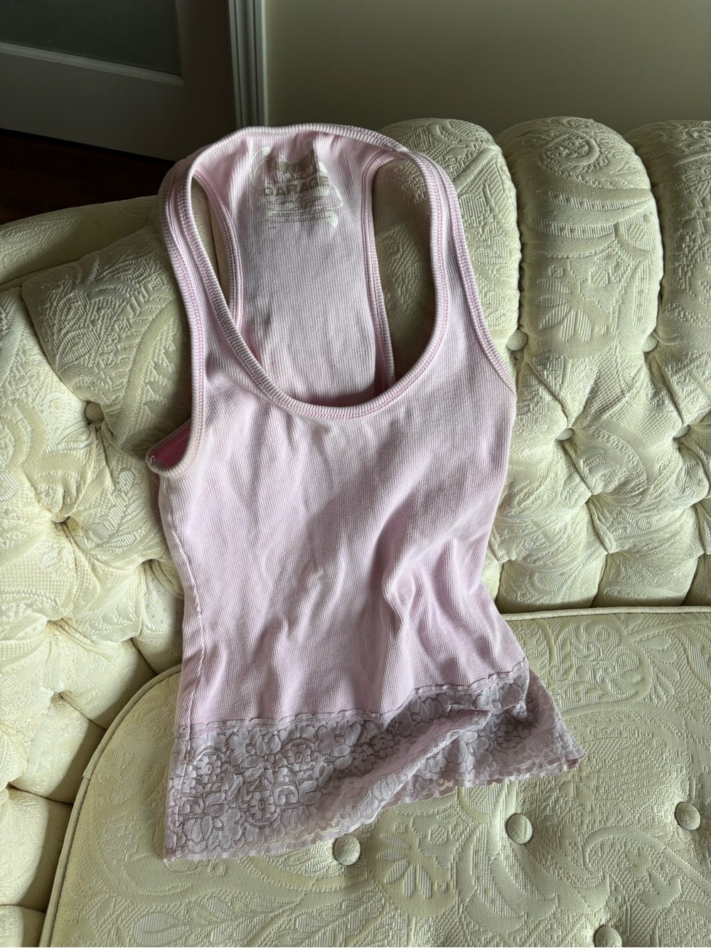 Garage Light Pink Lace-Trim Racerback Tank